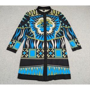 Eva Varro Women Dress Medium Wearable‎ Art Button Front Geometric Knit Jersey